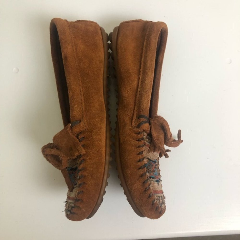 Minnetonka Arizona Kilty Suede Wms Moccasin Size 7 - Picture 4 of 10
